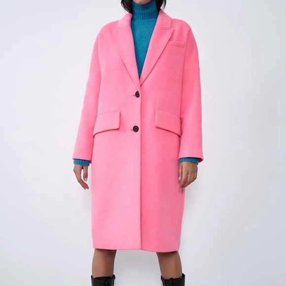 Zara Jackets & Coats Zara Pink Long Pea Coat Poshmark